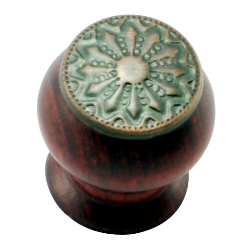 Buy 26mm Mushroom Wooden Cabinet Knob with Antique Copper Coin-Premium Harware Products Online - Adonai Hardware