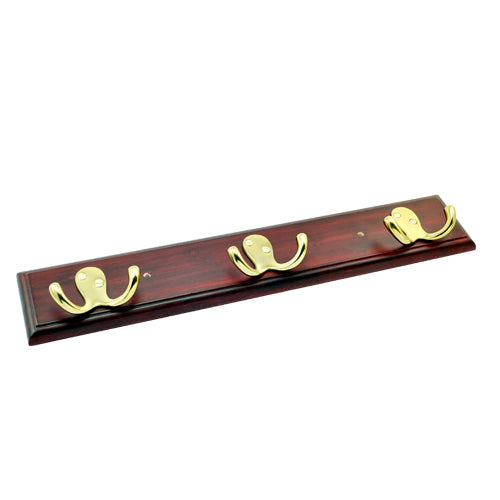 Buy 3 Iron Hooks on Mahogany Colour Wood-Premium Harware Products Online - Adonai Hardware