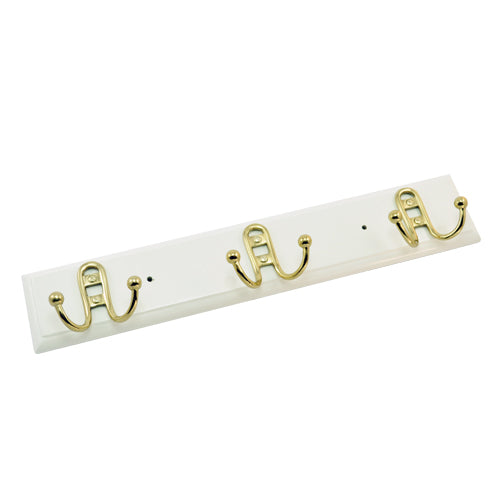 Buy 3 Iron Hooks on White Colour Wood-Premium Harware Products Online - Adonai Hardware