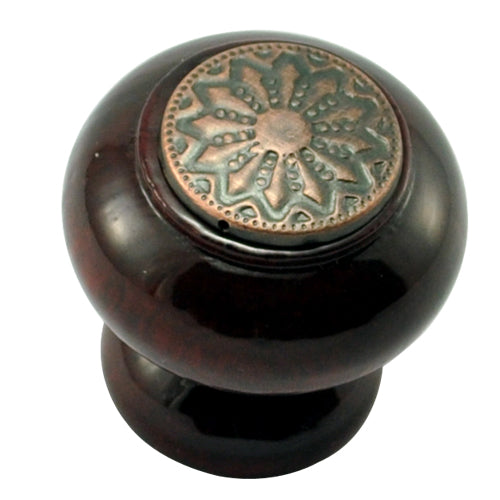 Buy 35mm Mushroom Wooden Cabinet Knob with Antique Copper Coin-Premium Harware Products Online - Adonai Hardware