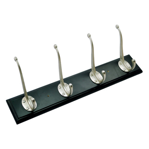 Buy 4 Brass Hooks on Matt Black Colour Wood-Premium Harware Products Online - Adonai Hardware