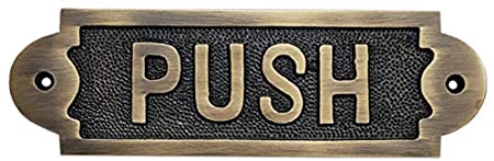 Buy Horizontal Push Brass Door Sign - Antique Brass-Premium Harware Products Online - Adonai Hardware