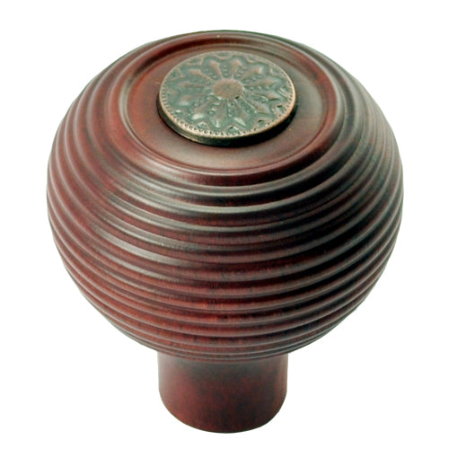 Buy 55mm Round Wooden Cabinet Knob with Antique Copper Coin-Premium Harware Products Online - Adonai Hardware