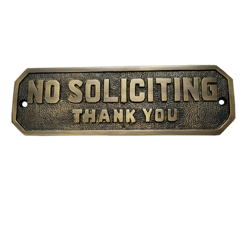 Buy Medium No Soliciting Brass Door Sign-Premium Harware Products Online - Adonai Hardware