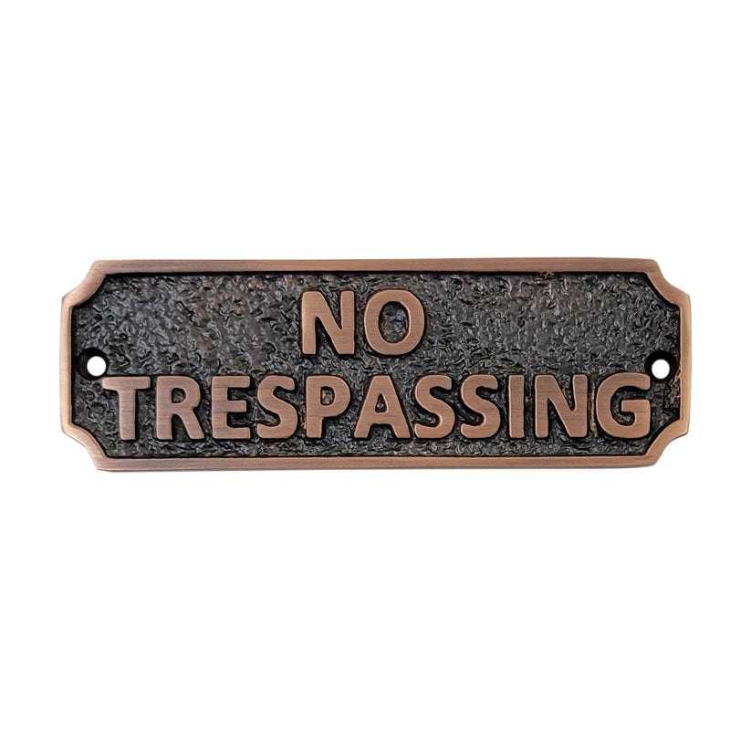 Buy Small No Trespassing Brass Door Sign-Premium Harware Products Online - Adonai Hardware