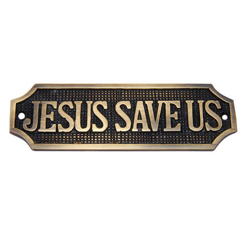 Buy Jesus Save Us Brass Door Sign-Premium Harware Products Online - Adonai Hardware