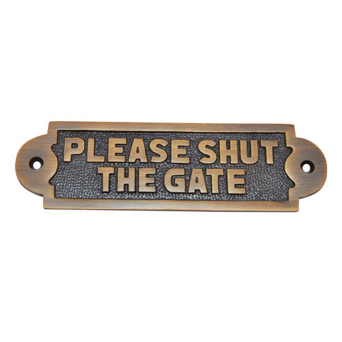 Buy Please Shut The Gate Brass Door Sign-Premium Harware Products Online - Adonai Hardware