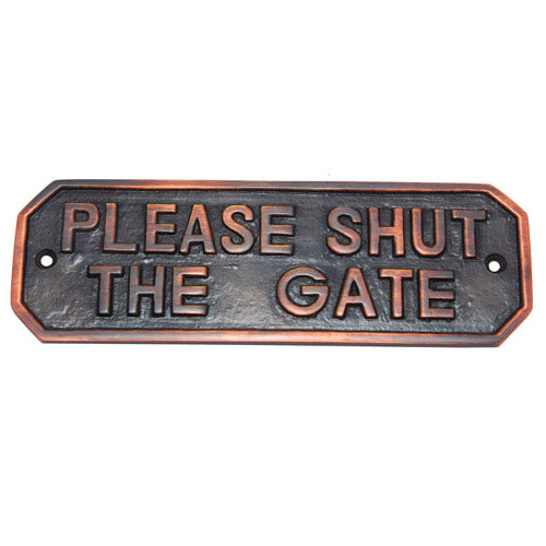 Buy Rectangular Please Shut The Gate Brass Door Sign-Premium Harware Products Online - Adonai Hardware