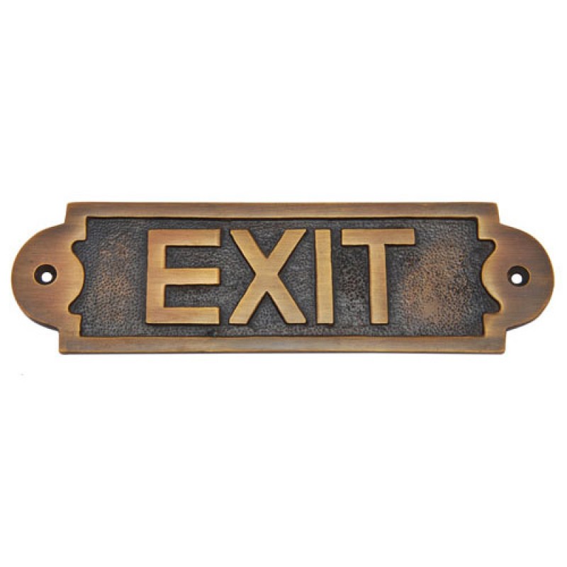 brass exit sign