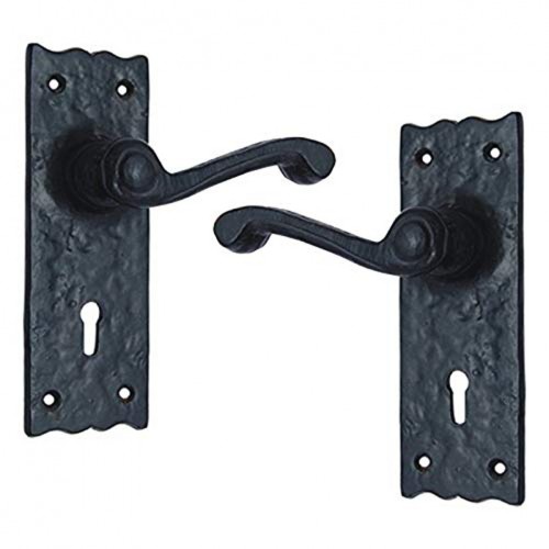 Quality Black Ironmongery Handle with Back Plate | Black Iron Mongery ...